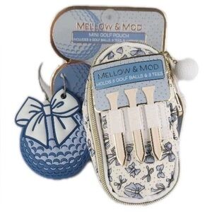 Mellow & Mod Mini Golf Pouch, 3 Golf Balls, 3 Tees, 1 Luggage Tag Gift Set